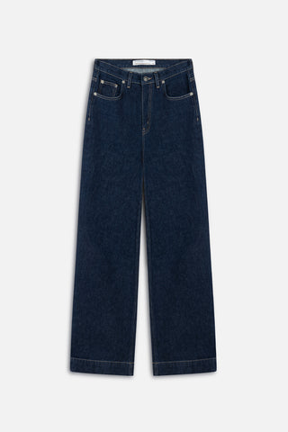 High-Waist Wide-Leg Jeans Dark Blue