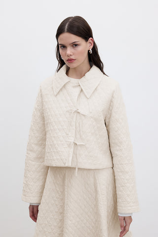 Quilted Belted Short Jacket Vanilla