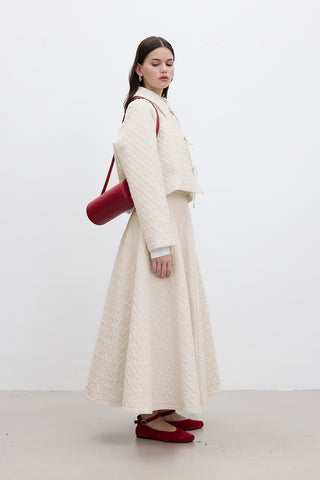 Quilted Belted Short Jacket Vanilla