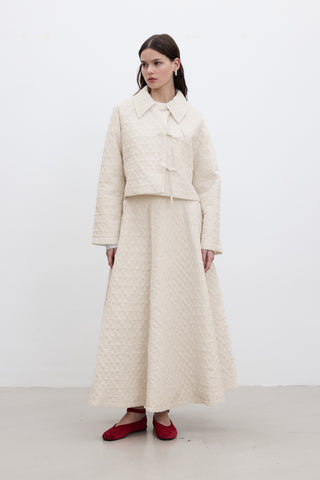 Quilted Belted Short Jacket Vanilla