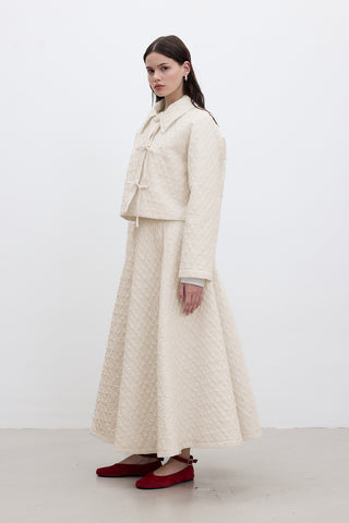 Quilted Belted Short Jacket Vanilla