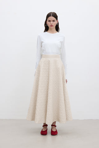 Wide Quilted Skirt Vanilla