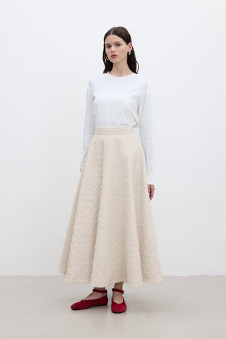 Wide Quilted Skirt Vanilla