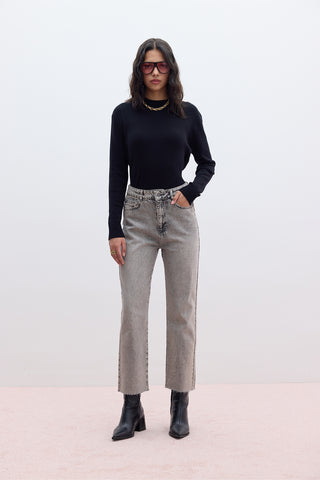 Straight High-Waist Jeans Anthracite