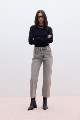 Straight High-Waist Jeans Anthracite