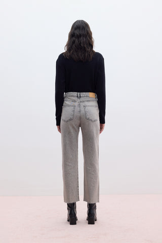 Straight High-Waist Jeans Anthracite