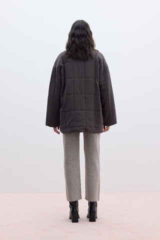 High-Neck Quilted Jacket Anthracite