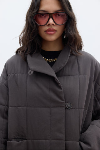 High-Neck Quilted Jacket Anthracite