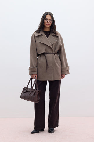 Mari Double Breasted Trench Coat Mink