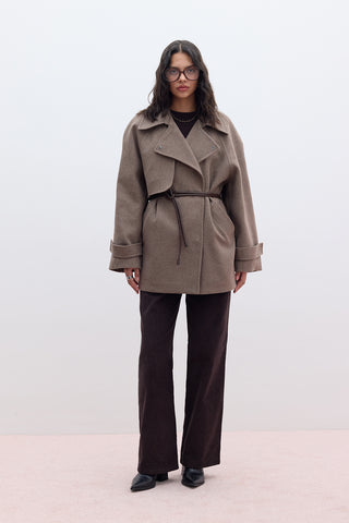 Mari Double Breasted Trench Coat Mink