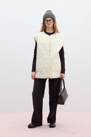 Quilted Pocketed Vest Vanilla