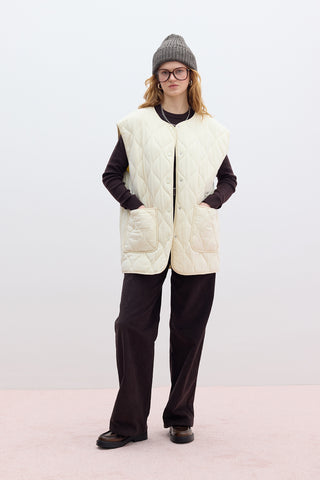 Quilted Pocketed Vest Vanilla