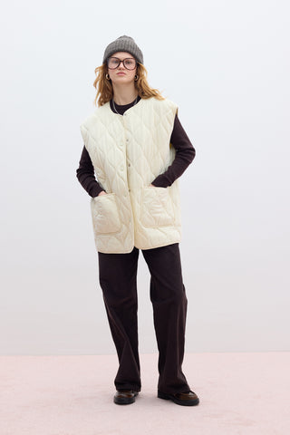 Quilted Pocketed Vest Vanilla