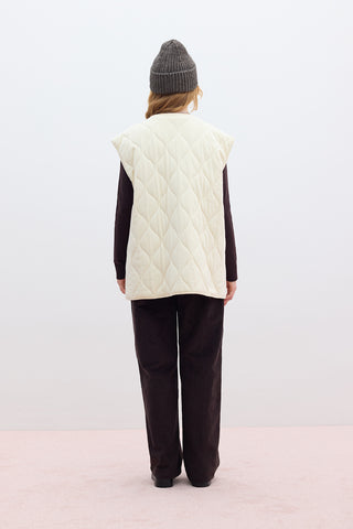 Quilted Pocketed Vest Vanilla