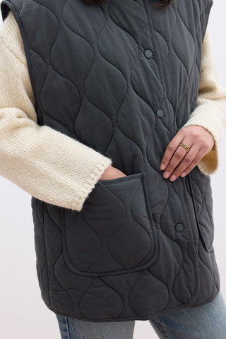 Quilted Pocketed Vest Anthracite