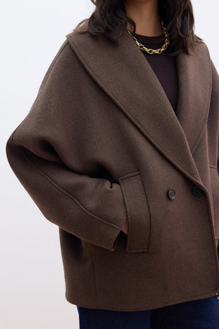 Italian Cachet Double-Breasted Coat Brown