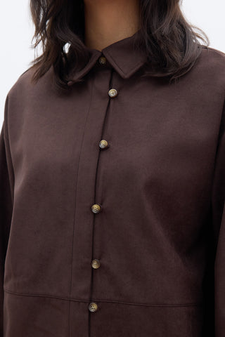 Faux Suede Shirt Dark Brown