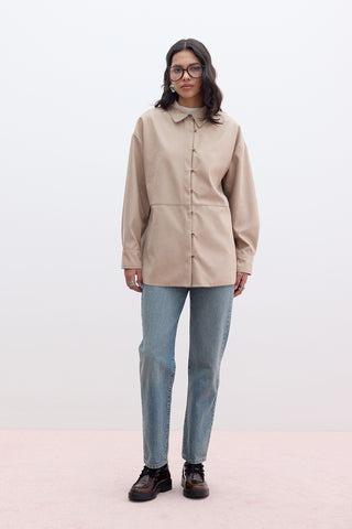Faux Suede Shirt Sand