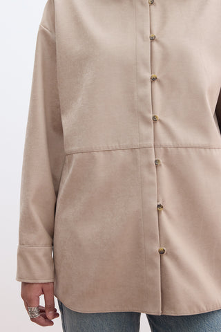 Faux Suede Shirt Sand