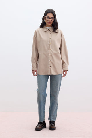 Faux Suede Shirt Sand
