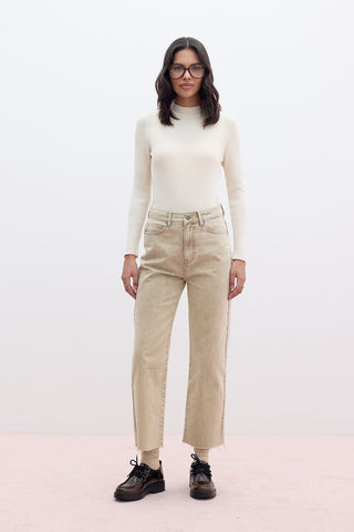 Straight High-Waist Jeans Camel