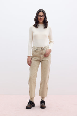 Straight High-Waist Jeans Camel