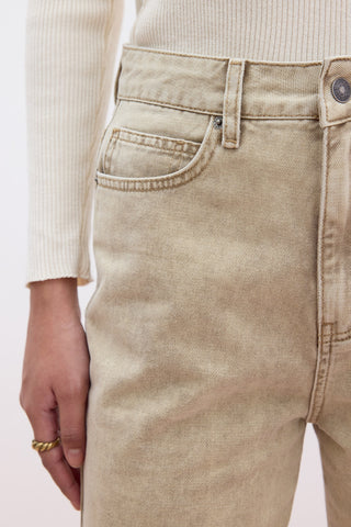 Straight High-Waist Jeans Camel