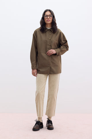 Straight High-Waist Jeans Camel