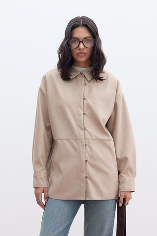 Faux Suede Shirt Sand