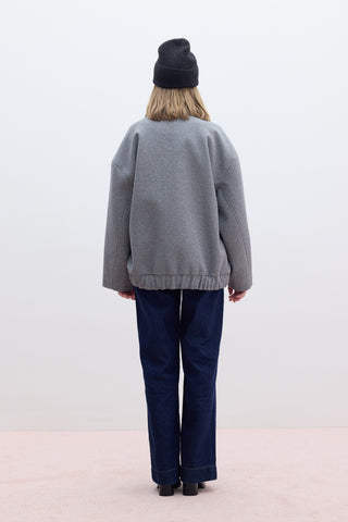 Oversize Wool Blend Bomber Jacket Grey