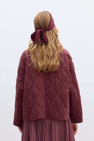 Buttoned Short Quilted Jacket Cherry Red
