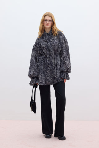 Patterned Tie Detail Shirt Freesia