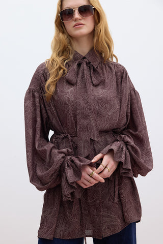 Patterned Tie Detail Shirt Reiane