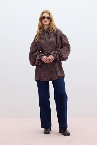 Patterned Tie Detail Shirt Reiane