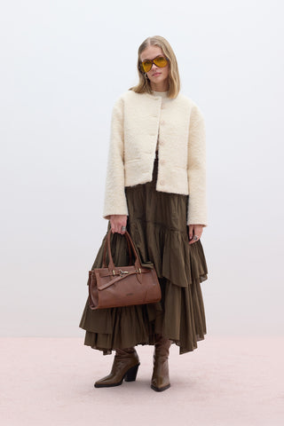 Tiered Boho Voile Skirt Khaki