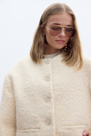 Short Cachet Coat With Pockets Beige