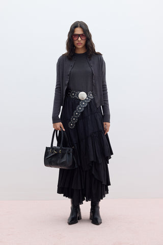 Katmanlı Boho Vual Etek Siyah