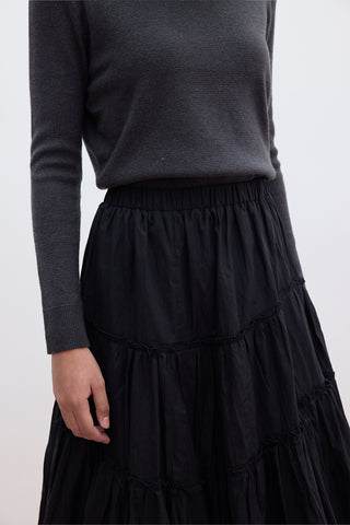 Katmanlı Boho Vual Etek Siyah