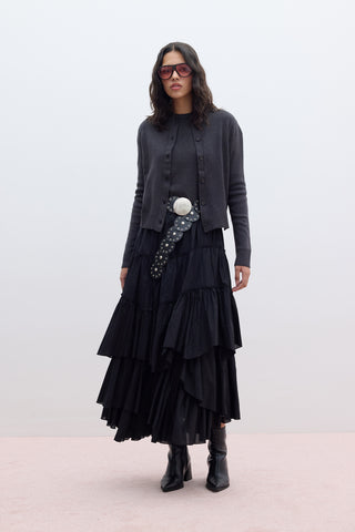 Tiered Boho Voile Skirt Black