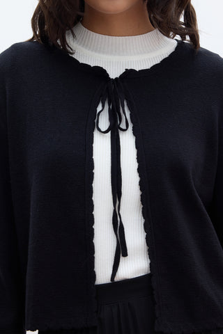 Soft Knit Cardigan With Lacing Black