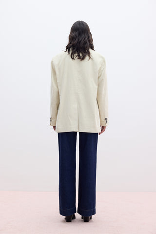 Ribbed Velvet Blazer Vanilla