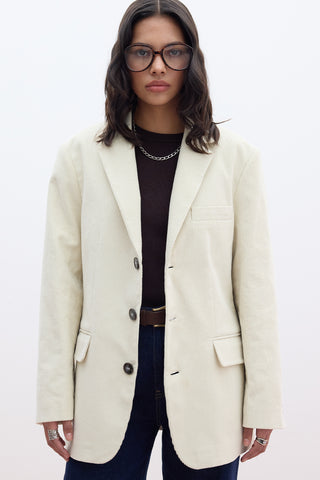 Ribbed Velvet Blazer Vanilla