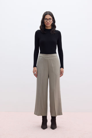 Tencel Wide Leg Trousers Khaki