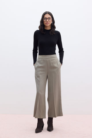 Tencel Wide Leg Trousers Khaki