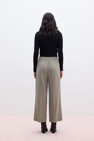 Tencel Wide Leg Trousers Khaki