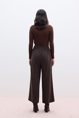 Tencel Wide Leg Trousers Brown