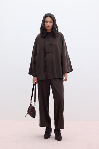 Tencel Wide Leg Trousers Brown