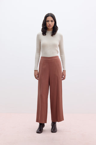 Tencel Geniş Paça Pantolon Bakır