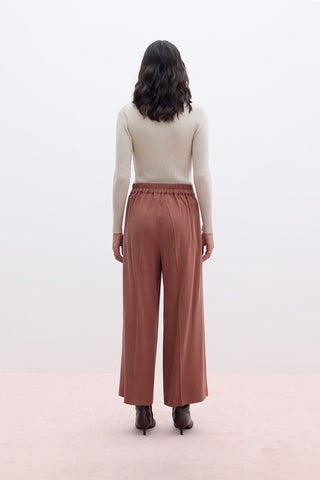 Tencel Geniş Paça Pantolon Bakır