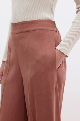 Tencel Geniş Paça Pantolon Bakır